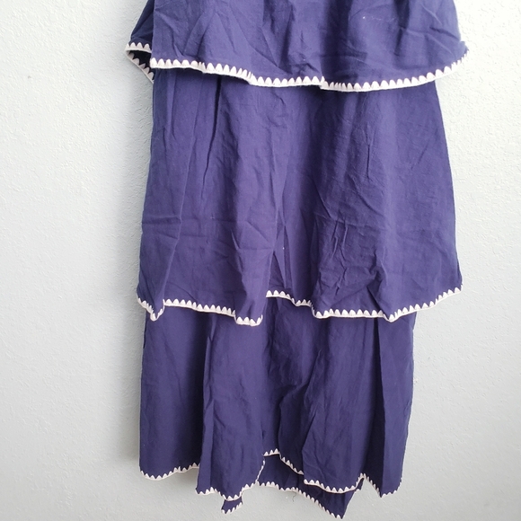 Baltic Born Odette Navy And White Tiered Open Back Midi Dress - Picture 4 of 7